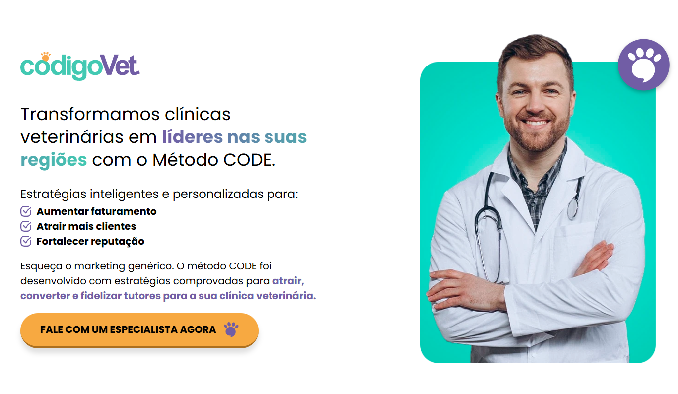 Página inicial do site da CódigoVet